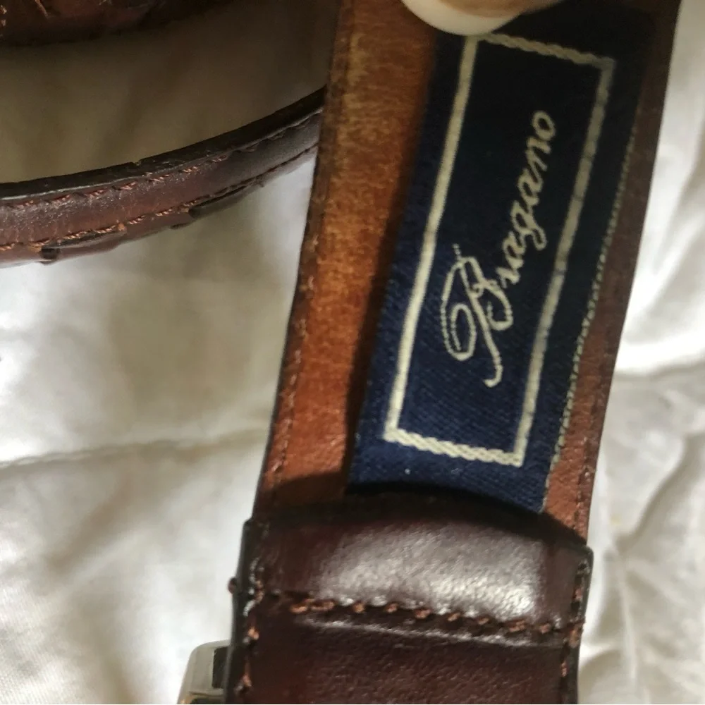 Bragano Men's Brown Woven Leather Bag Strap